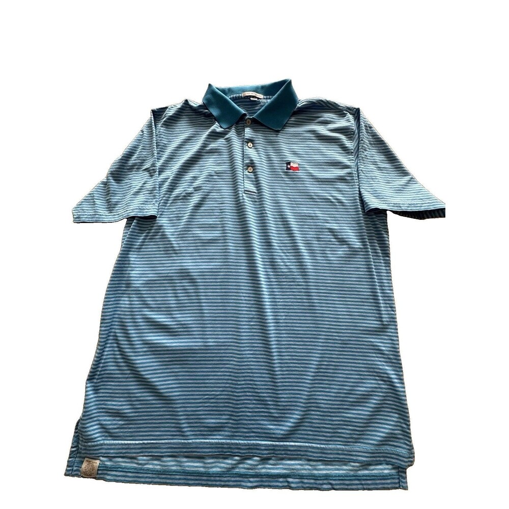 PETER MILLAR Vintage Men's XL Striped Polo Knit Shirt Texas Flag Cotton Golf